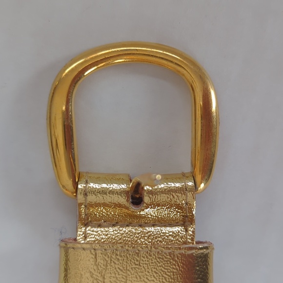 Faux Leather Metallic Gold Tone Cut Out Belt with Buckle SM Gold - Picture 8 of 16